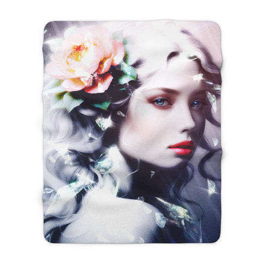 Serene Floral Sherpa Fleece Blanket | Cozy Home Throw