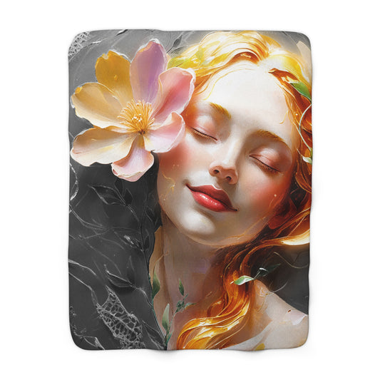 Serene Floral Sherpa Fleece Blanket | Cozy Home Throw